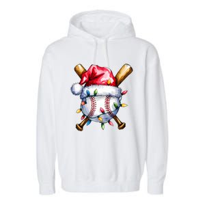 Santa Sports Design For Christmas Baseball Player Garment-Dyed Fleece Hoodie