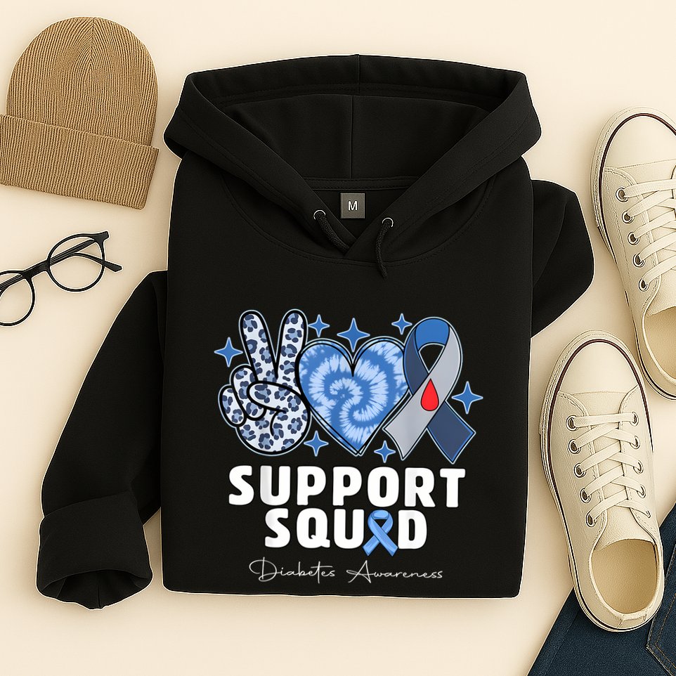 Support Squad Diabetes Awareness T1d Type 1 Hoodie