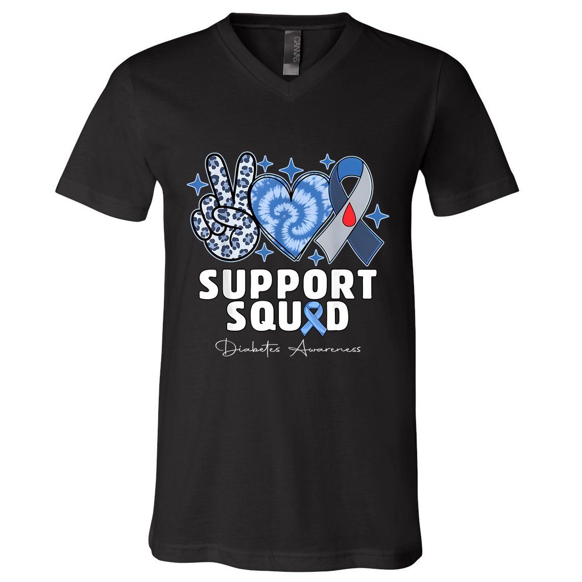 Support Squad Diabetes Awareness T1d Type 1 V-Neck T-Shirt