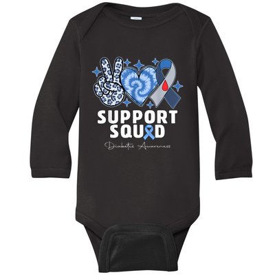 Support Squad Diabetes Awareness T1d Type 1 Baby Long Sleeve Bodysuit