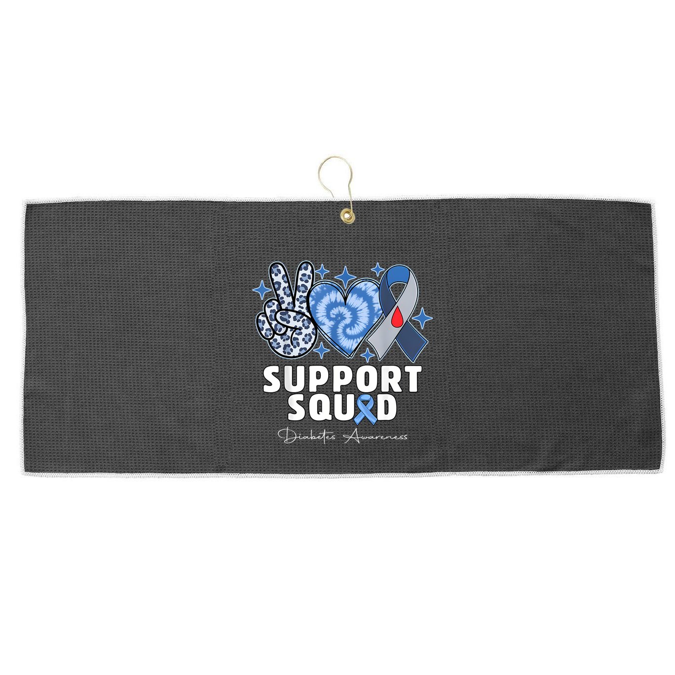 Support Squad Diabetes Awareness T1d Type 1 Large Microfiber Waffle Golf Towel