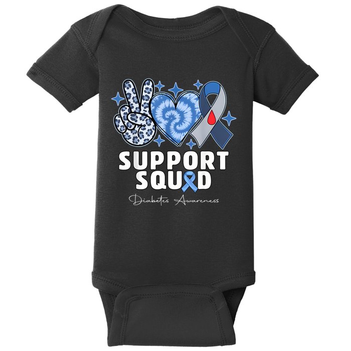 Support Squad Diabetes Awareness T1d Type 1 Baby Bodysuit