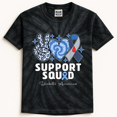Support Squad Diabetes Awareness T1d Type 1 Kids Tie-Dye T-Shirt