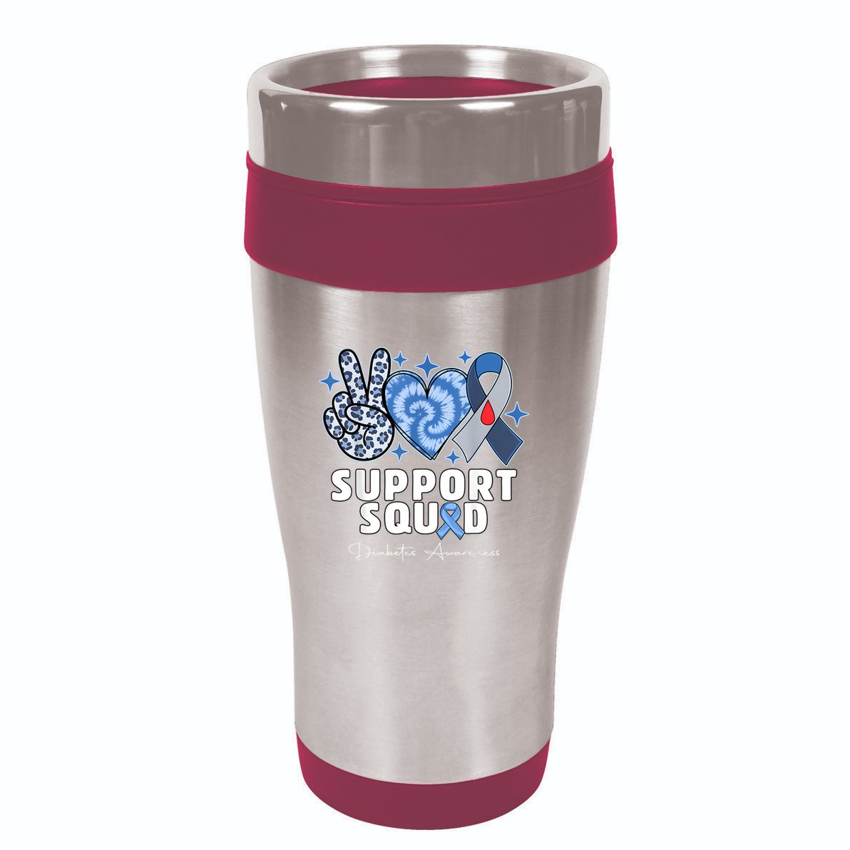 Support Squad Diabetes Awareness T1d Type 1 16oz Travel Tumbler