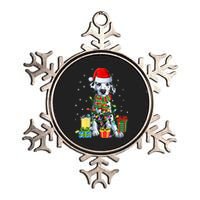 S Santa Dalmatian Christmas Light Pajama Xmas Party Matching Vneck Metallic Star Ornament