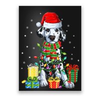 S Santa Dalmatian Christmas Light Pajama Xmas Party Matching Vneck Poster