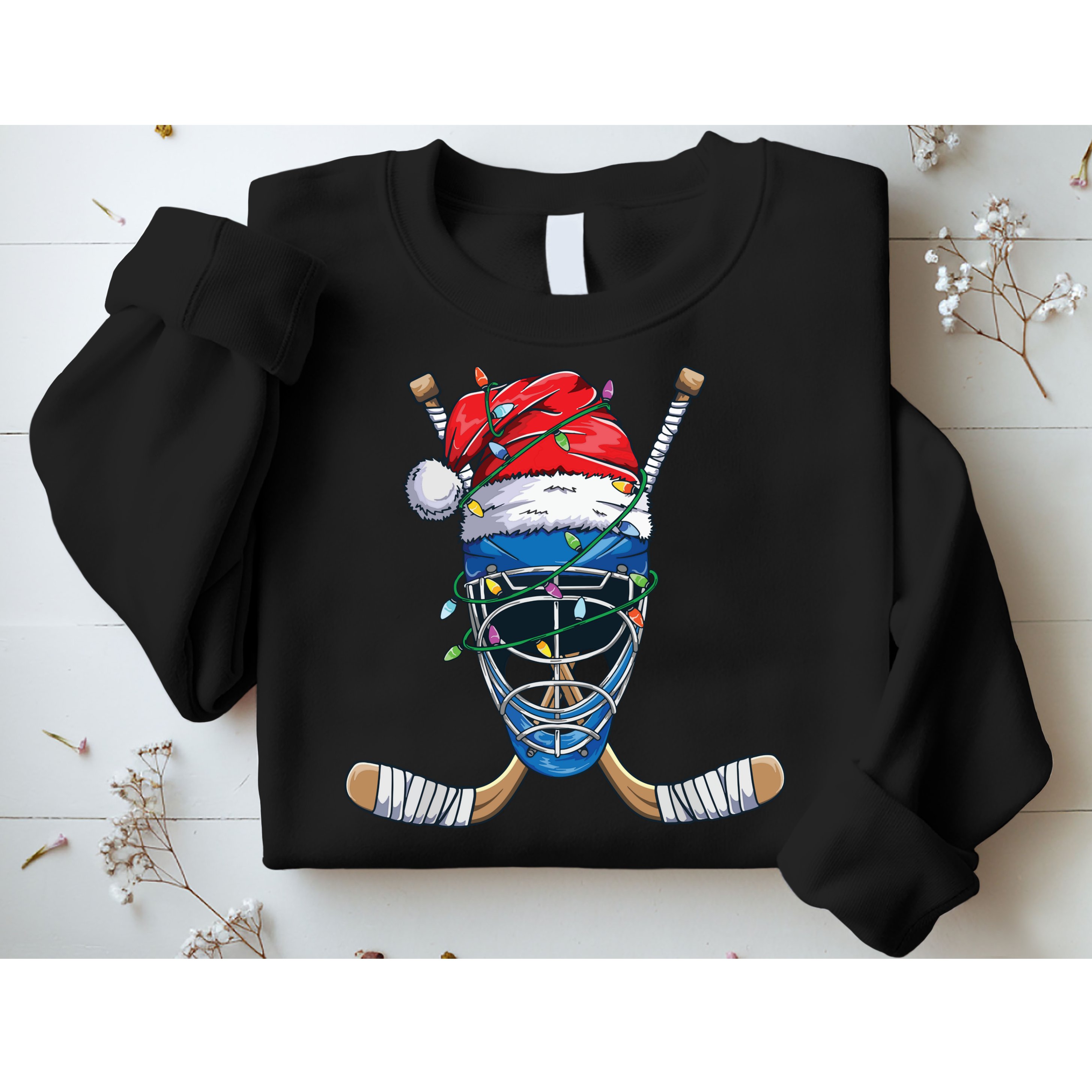 Santa Sports Design For Christmas Hockey Player Sweatshirt