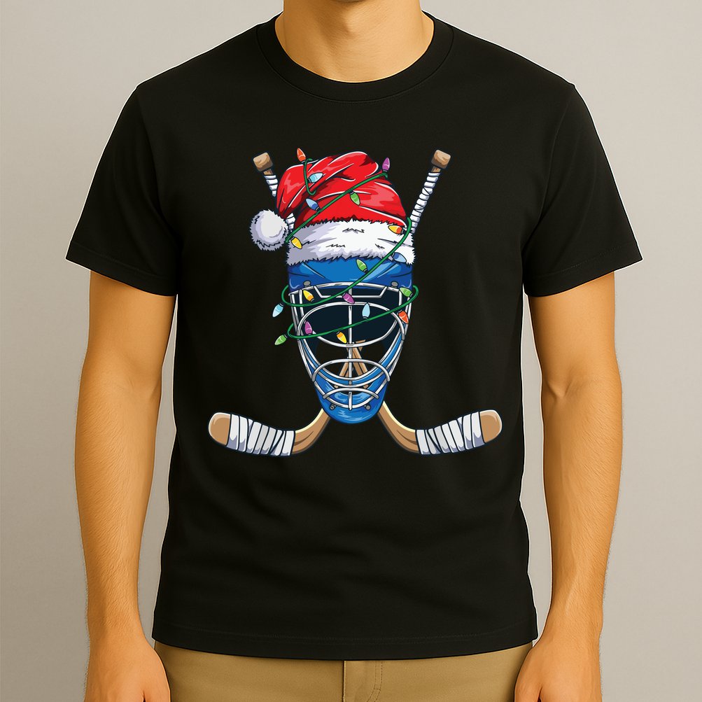 Santa Sports Design For Christmas Hockey Player T-Shirt