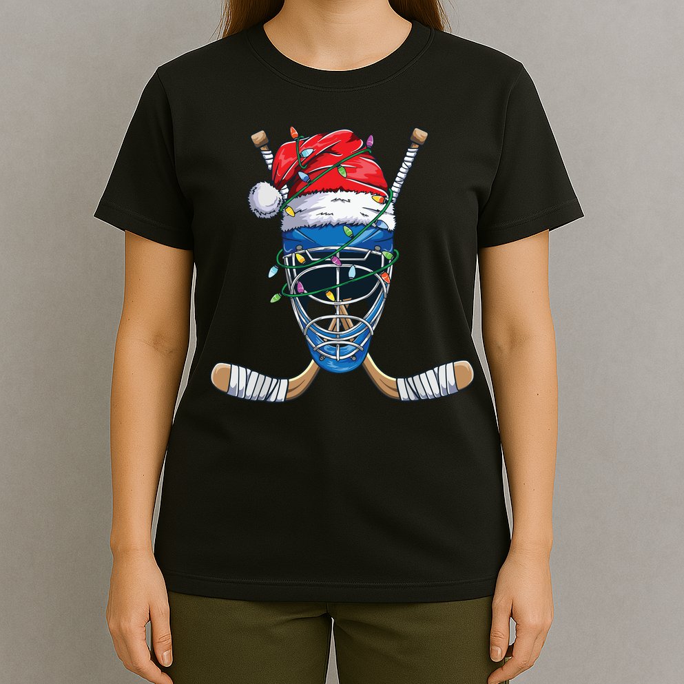 Santa Sports Design For Christmas Hockey Player T-Shirt