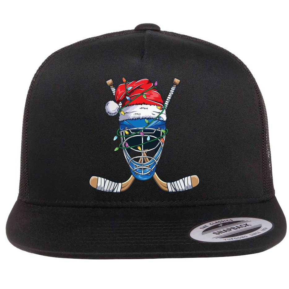 Santa Sports Design For Christmas Hockey Player Flat Bill Trucker Hat