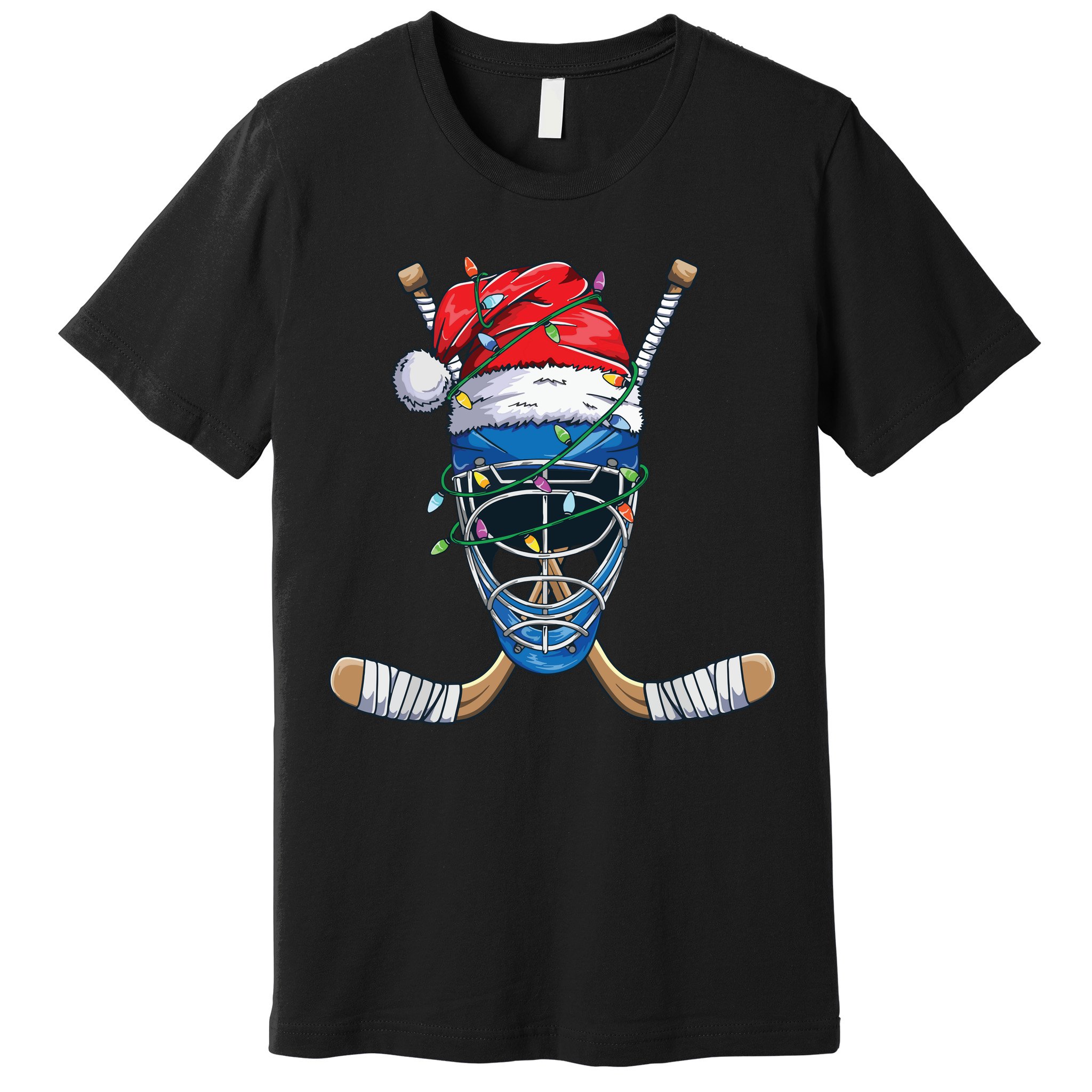 Santa Sports Design For Christmas Hockey Player Premium T-Shirt