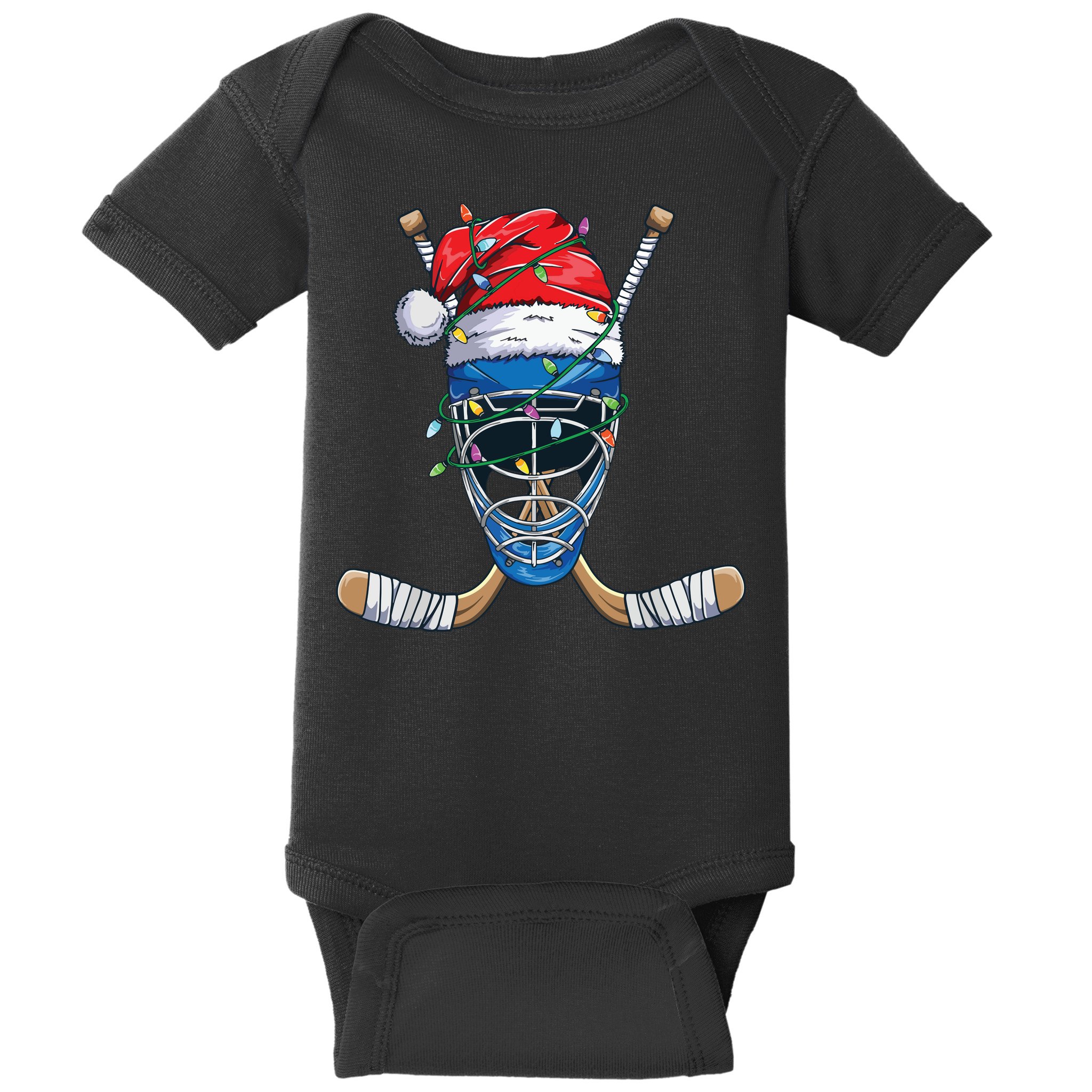 Santa Sports Design For Christmas Hockey Player Baby Bodysuit
