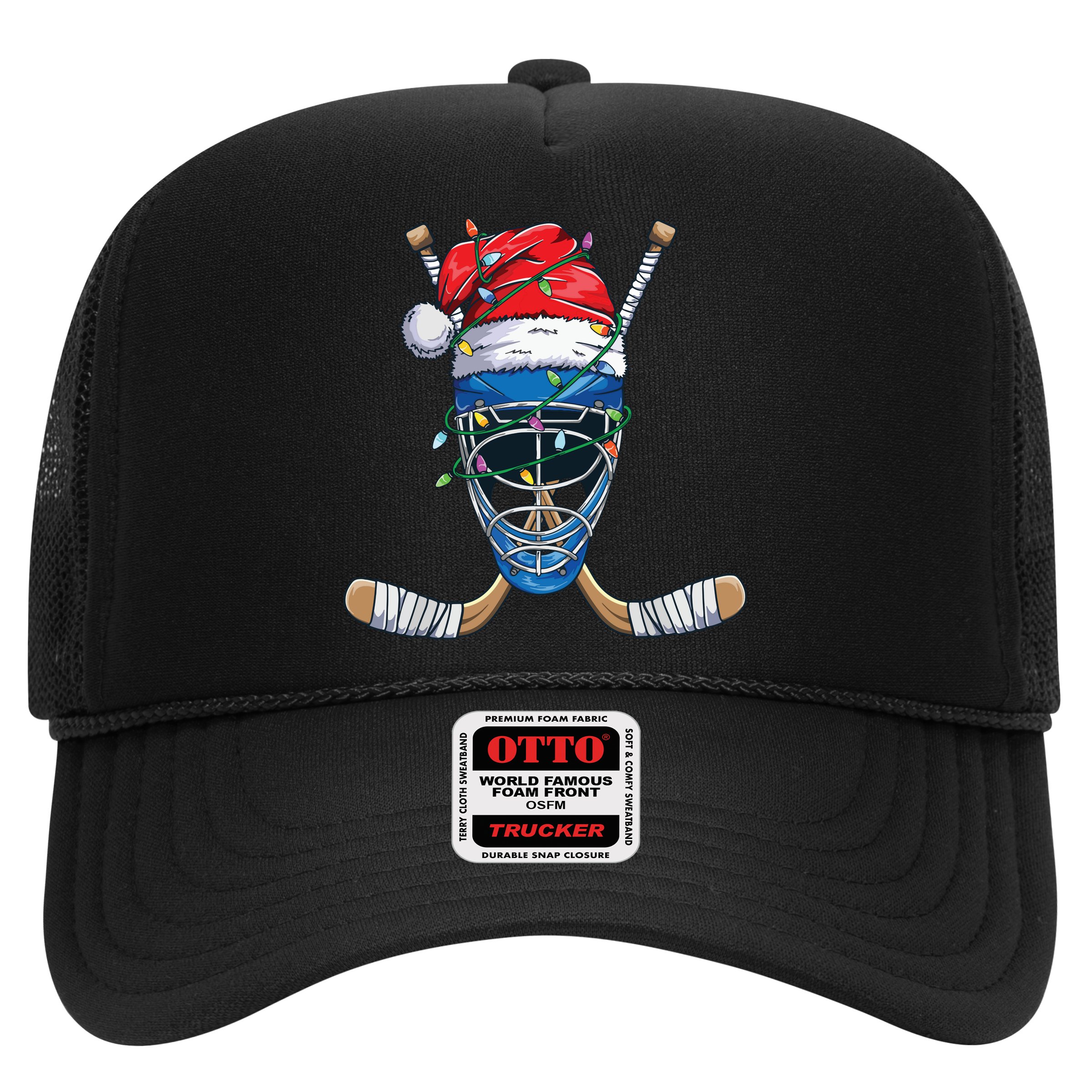 Santa Sports Design For Christmas Hockey Player Hat