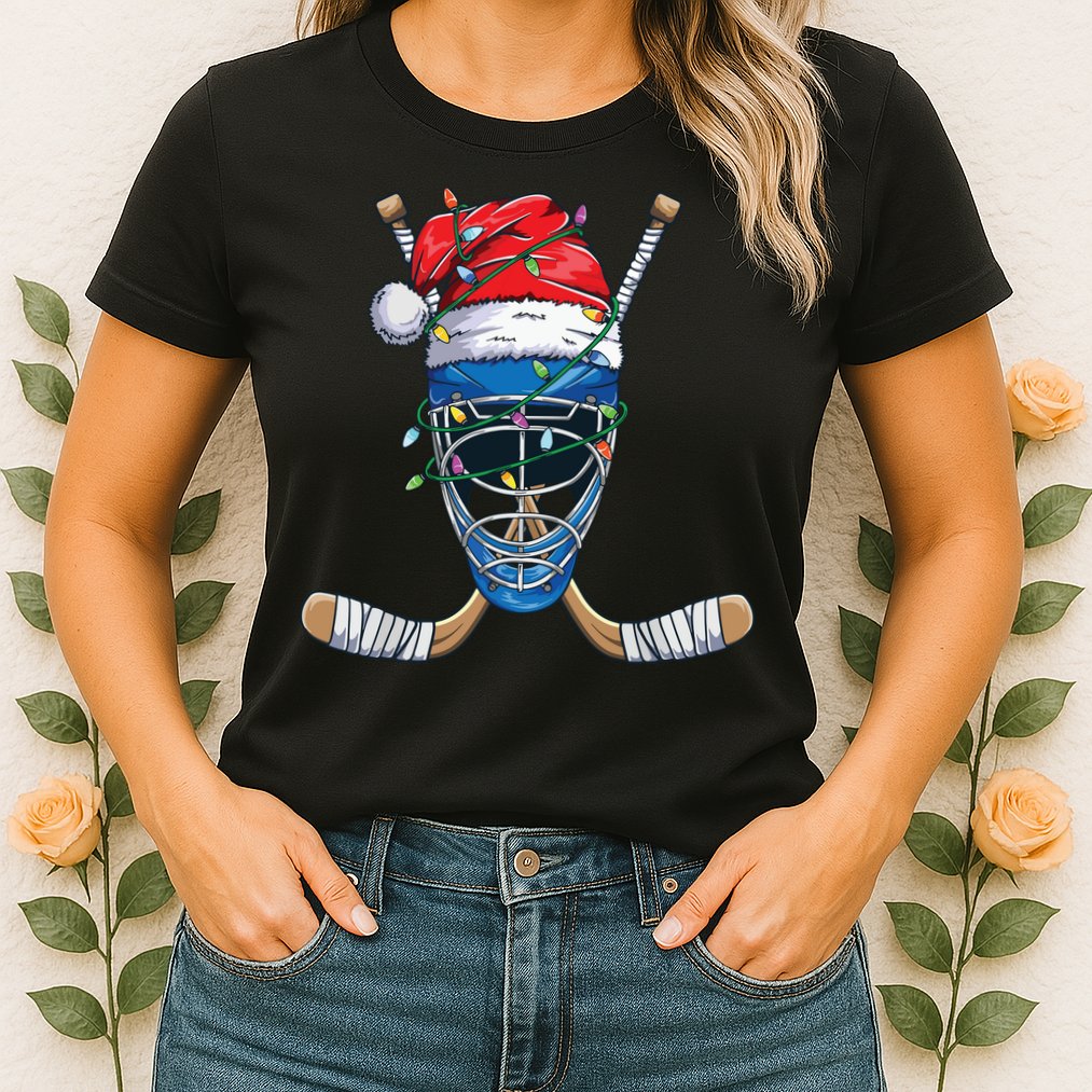 Santa Sports Design For Christmas Hockey Player Womens T-Shirt