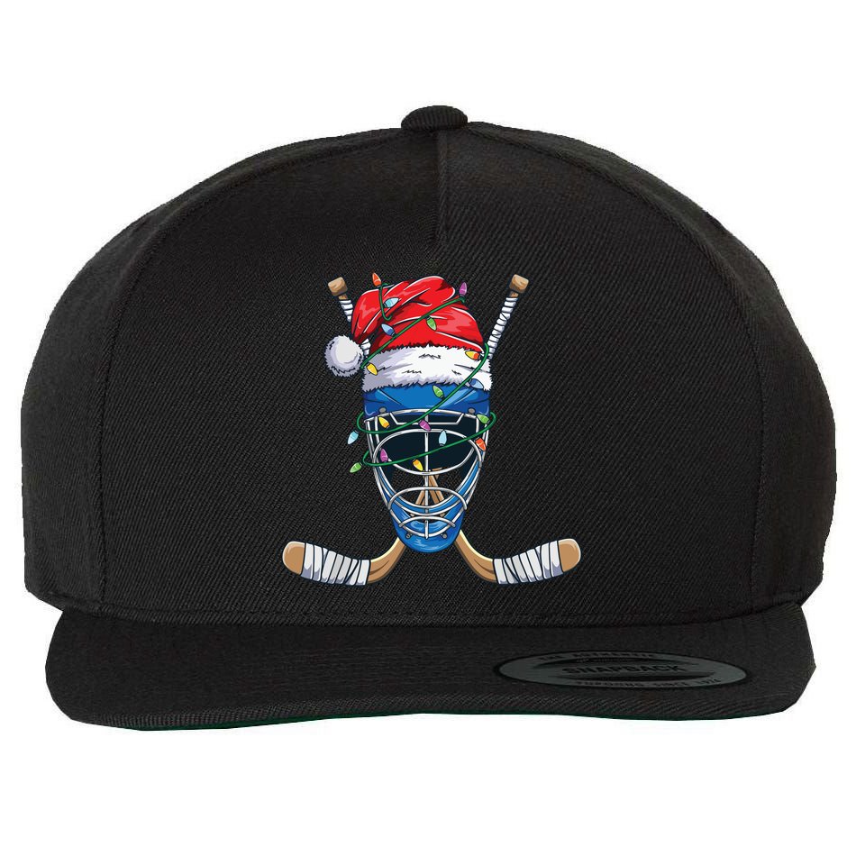 Santa Sports Design For Christmas Hockey Player Wool Snapback Cap
