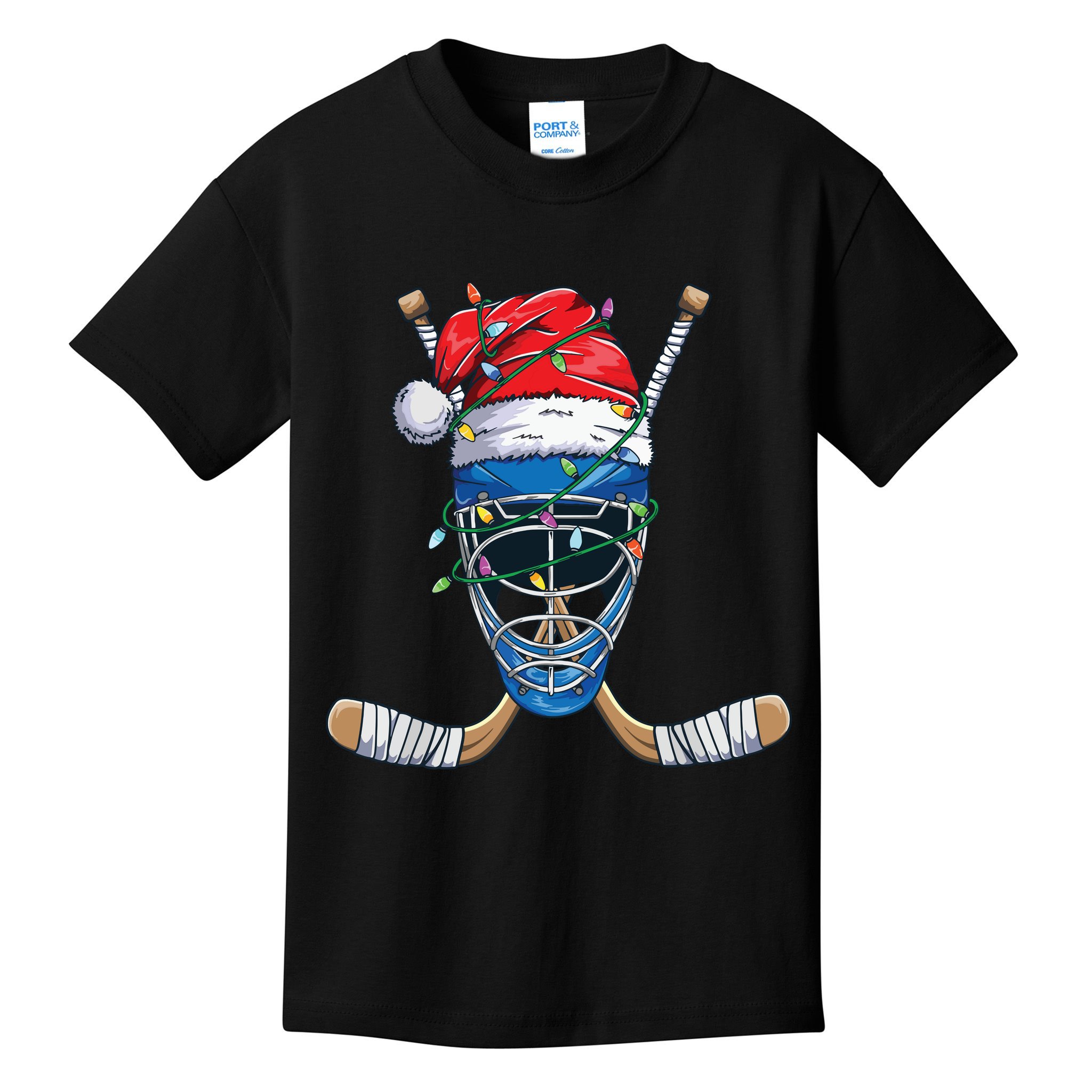 Santa Sports Design For Christmas Hockey Player Kids T-Shirt
