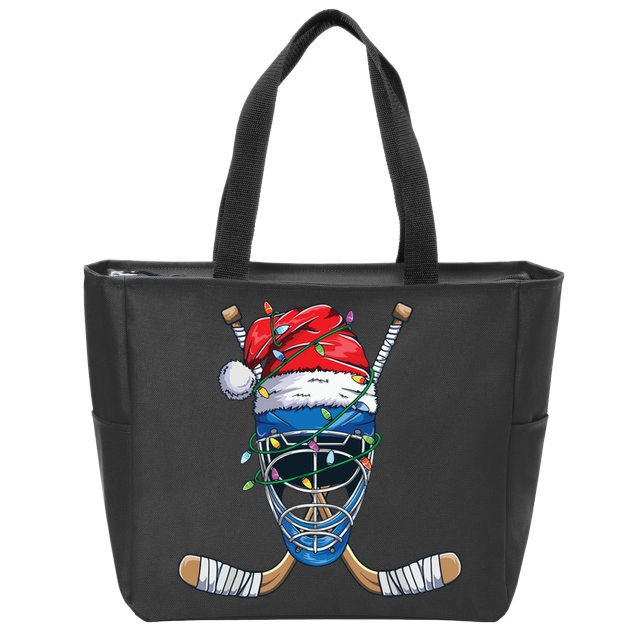 Santa Sports Design For Christmas Hockey Player Zip Tote Bag