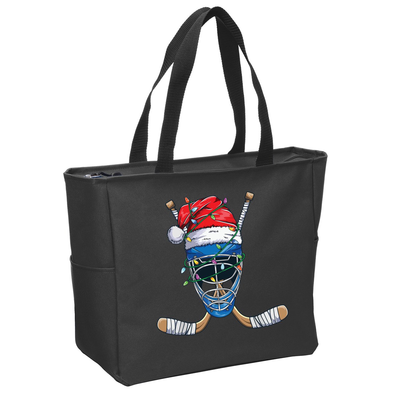 Santa Sports Design For Christmas Hockey Player Zip Tote Bag