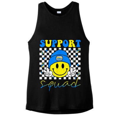 Support Squad Down Syndrome Awareness Day Groovy Ladies PosiCharge Tri-Blend Wicking Tank