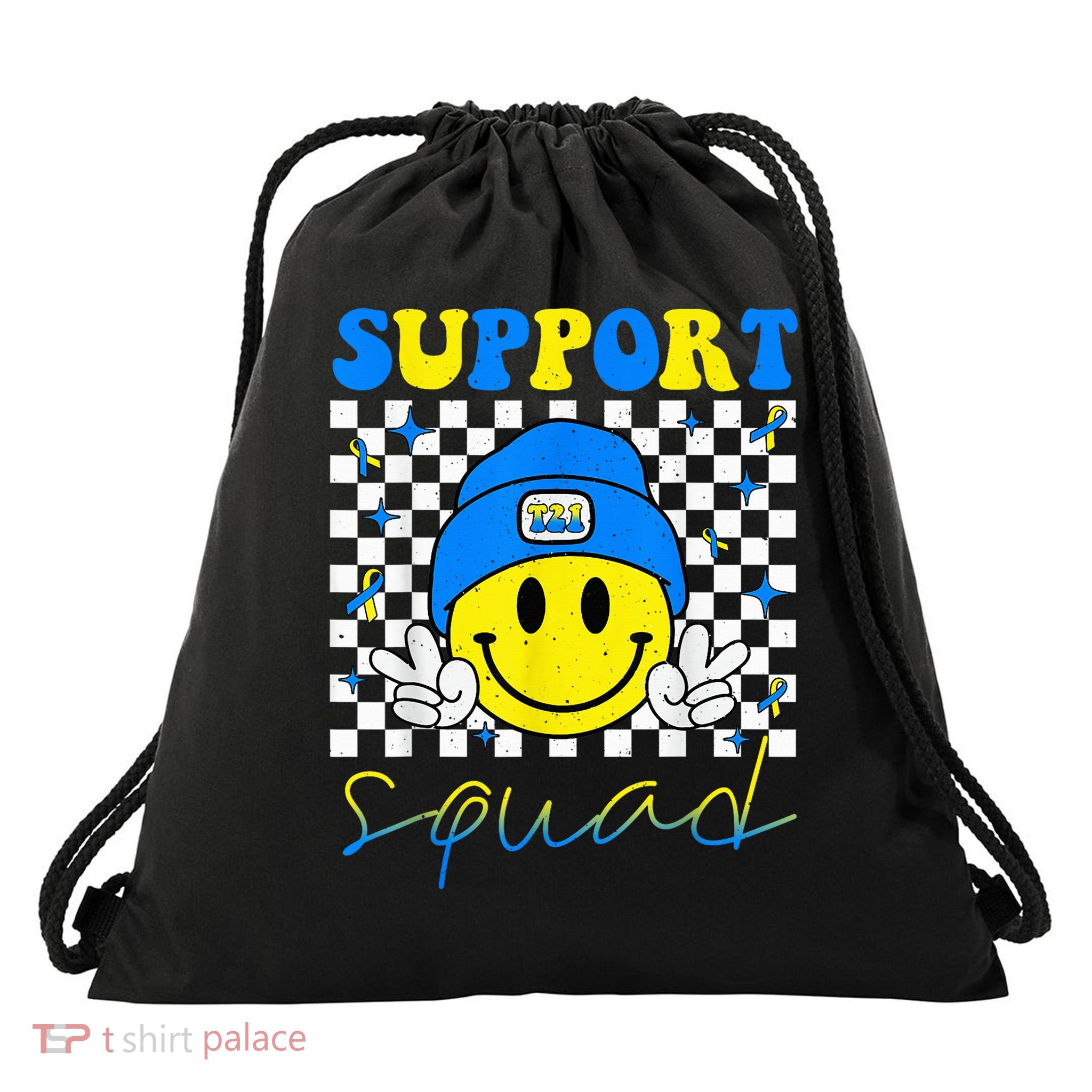 Support Squad Down Syndrome Awareness Day Groovy Drawstring Bag