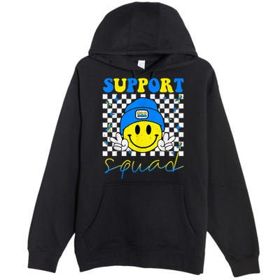 Support Squad Down Syndrome Awareness Day Groovy Premium Pullover Hoodie