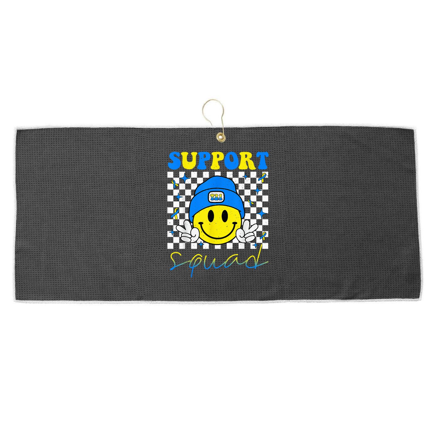 Support Squad Down Syndrome Awareness Day Groovy Large Microfiber Waffle Golf Towel