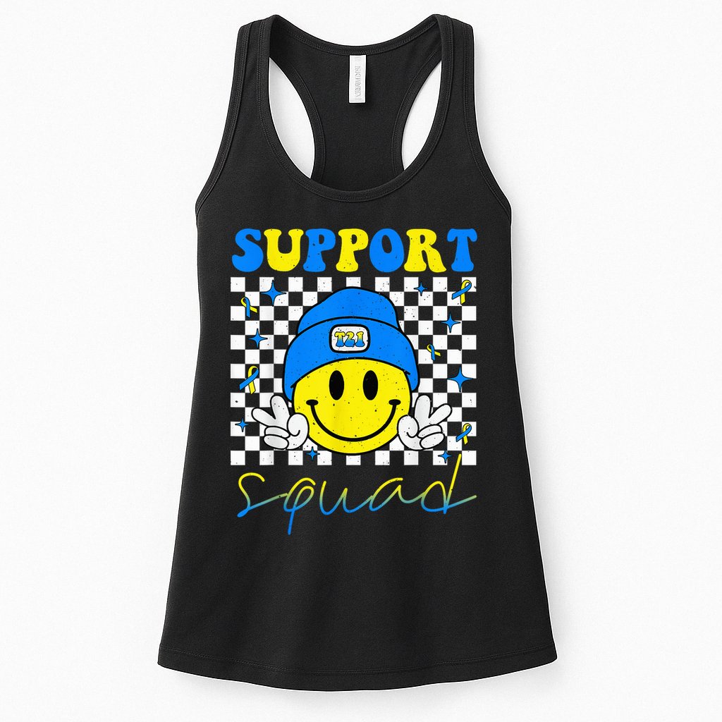 Support Squad Down Syndrome Awareness Day Groovy Womens Tank Top