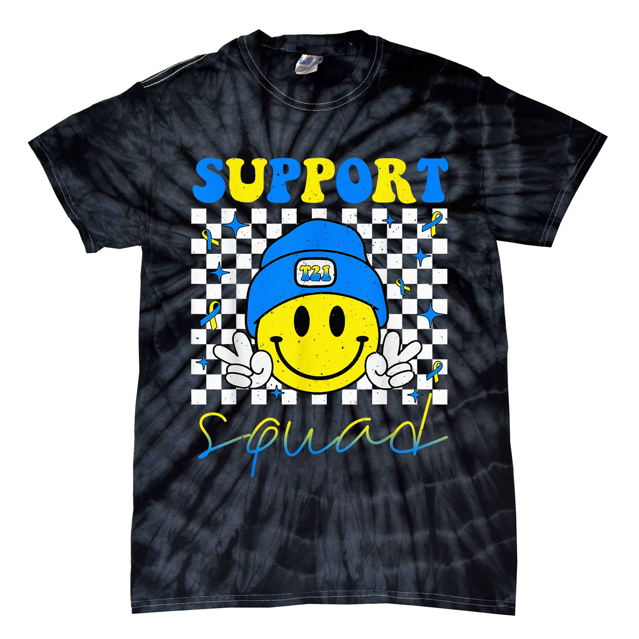 Support Squad Down Syndrome Awareness Day Groovy Tie-Dye T-Shirt