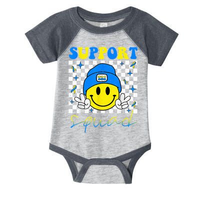 Support Squad Down Syndrome Awareness Day Groovy Infant Baby Jersey Bodysuit