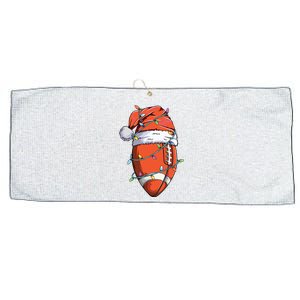 Santa Sports Design For Christmas Football Player Large Microfiber Waffle Golf Towel