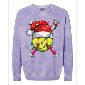 Santa Sports Design Women Christmas Softball Player Colorblast Crewneck Sweatshirt