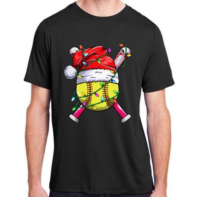 Santa Sports Design Women Christmas Softball Player Adult ChromaSoft Performance T-Shirt