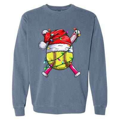 Santa Sports Design Women Christmas Softball Player Garment-Dyed Sweatshirt