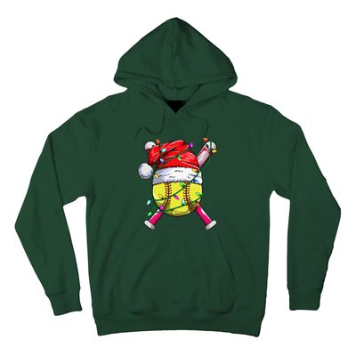 Santa Sports Design Women Christmas Softball Player Hoodie