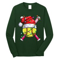 Santa Sports Design Women Christmas Softball Player Long Sleeve Shirt