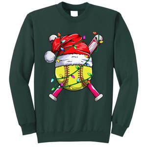 Santa Sports Design Women Christmas Softball Player Sweatshirt