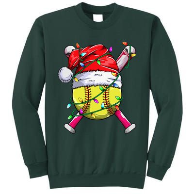 Santa Sports Design Women Christmas Softball Player Sweatshirt