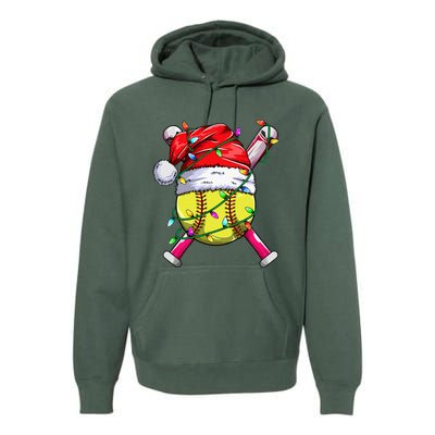 Santa Sports Design Women Christmas Softball Player Premium Hoodie