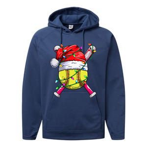 Santa Sports Design Women Christmas Softball Player Performance Fleece Hoodie