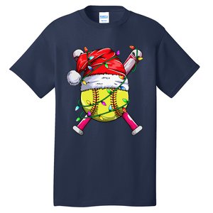 Santa Sports Design Women Christmas Softball Player Tall T-Shirt