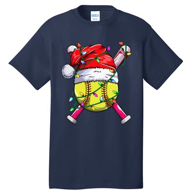 Santa Sports Design Women Christmas Softball Player Tall T-Shirt