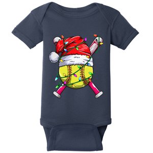 Santa Sports Design Women Christmas Softball Player Baby Bodysuit