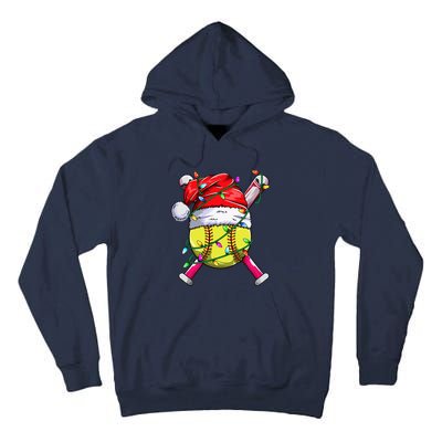 Santa Sports Design Women Christmas Softball Player Tall Hoodie