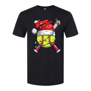 Santa Sports Design Women Christmas Softball Player Softstyle CVC T-Shirt