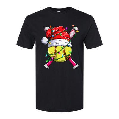 Santa Sports Design Women Christmas Softball Player Softstyle CVC T-Shirt