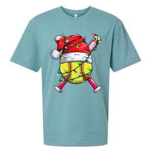 Santa Sports Design Women Christmas Softball Player Sueded Cloud Jersey T-Shirt