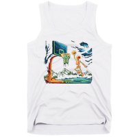 Skeleton Slam Dunk Hoop Basketball Halloween Boy Fans Tank Top