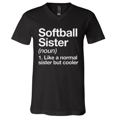 Softball Sister Definition Funny & Sassy Sports V-Neck T-Shirt