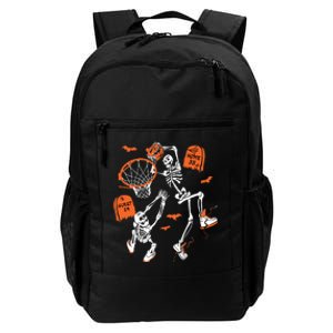 Spooky Skeleton Dunking Basketball Graveyard Halloween Daily Commute Backpack