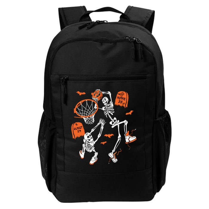 Spooky Skeleton Dunking Basketball Graveyard Halloween Daily Commute Backpack